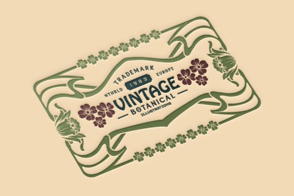 Art Nouveau Classic Floral Label Ornamen for Graphics