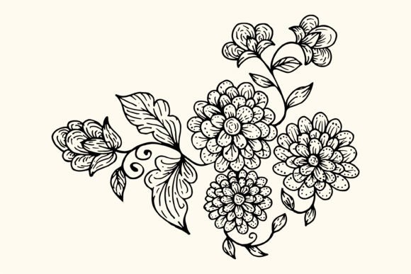 Black and White Batik Floral Vector Review
