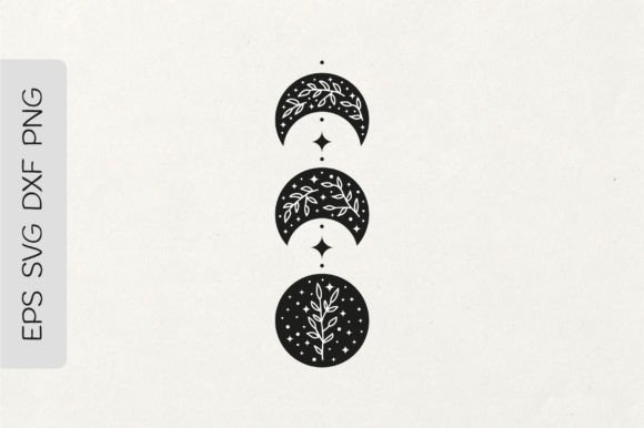 Black Floral Moon Phases: Elegant Graphics & Illustrations for Modern Publishing