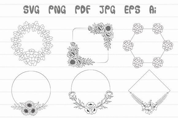 Boho Flowers Frame or Floral Border Svg for Graphics and Illustrations