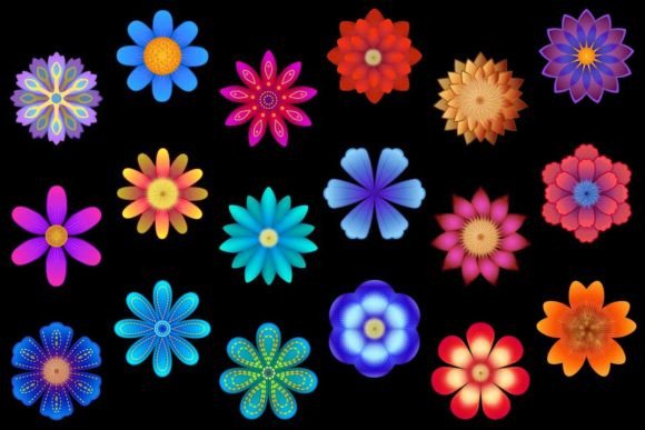 Colorful Floral Set: Vibrant Graphics for Real Illustrations