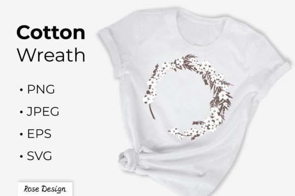 Cotton Wreath Round Boho Floral Frame Graphics & Illustrations Review