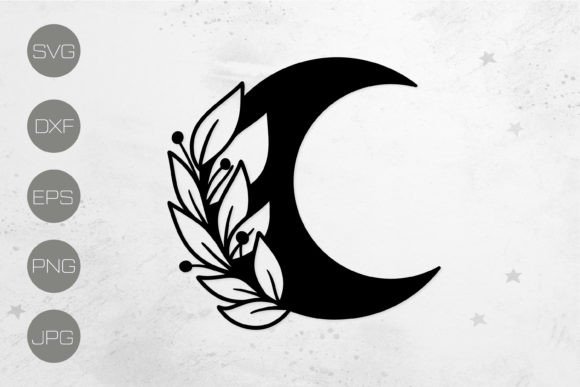 Crescent Floral Moon Svg Cut File: Premium Graphics & Illustrations