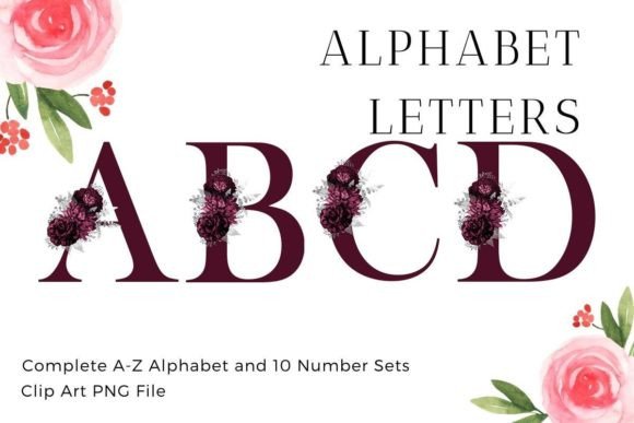 Floral Alphabet Red Rose Burgundy Font Graphics Review