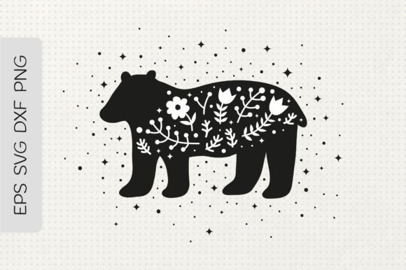 Floral Bear with Flowers and Leaves: A Review of Graphics and Illustrations