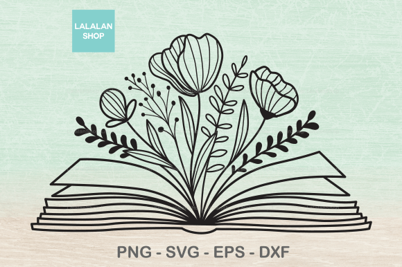 Floral Book SVG, Book with Flowers Svg Graphics and Illustrations