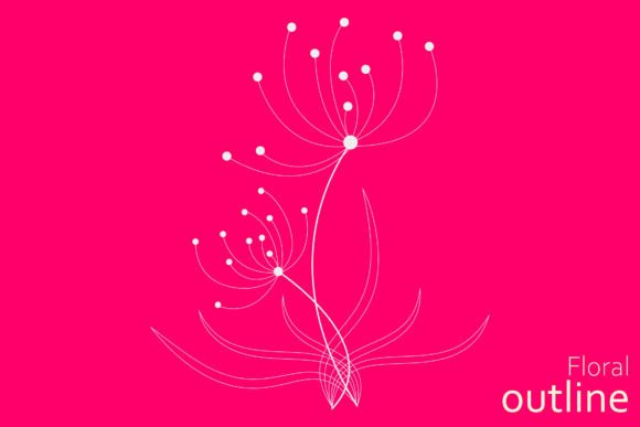 Floral Outline Sketch Art SVG Cut File for Graphics & Illustrations