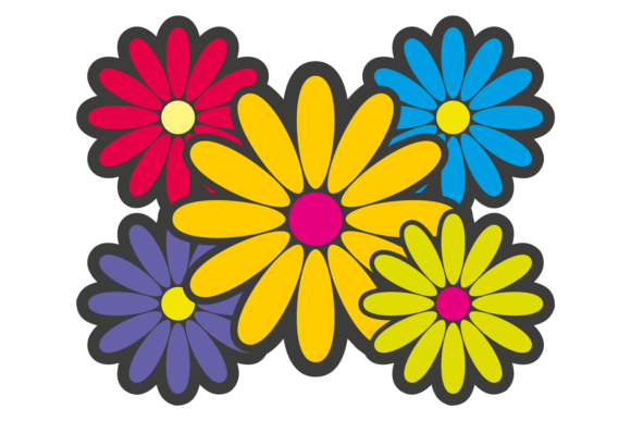 Floral Patch. Bright Color Daisy. Flower Graphics and Illustrations Review