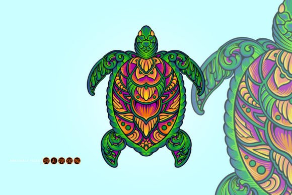 Floral Turtle Classic Ornament Svg Graphics & Illustrations
