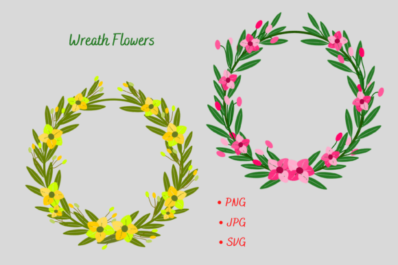 Floral Wreath Flower Frame SVG for Graphics & Illustrations
