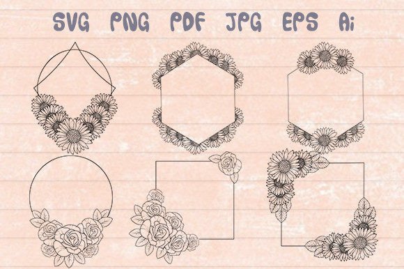Flower Frame and Floral Wreath Svg for Graphics