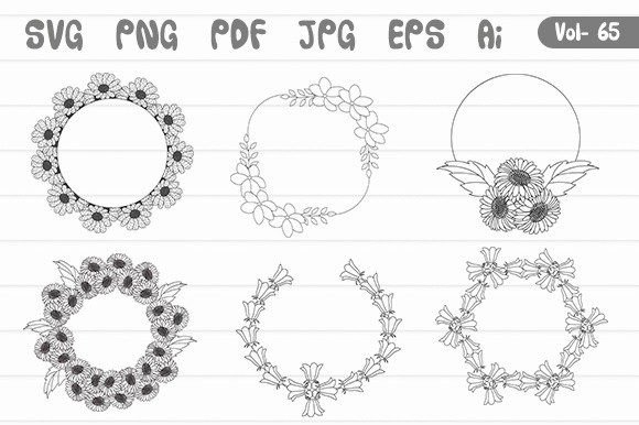 Flower Frame Floral Wreath Png Svg Graphics & Illustrations Review
