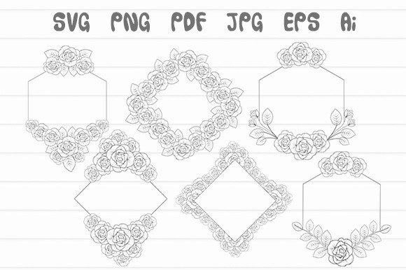 Flower Frame Svg and Floral Border Pdf for Graphics