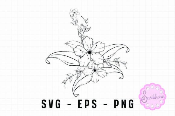 Flower Line Art Floral Illustration for Graphics & Branding