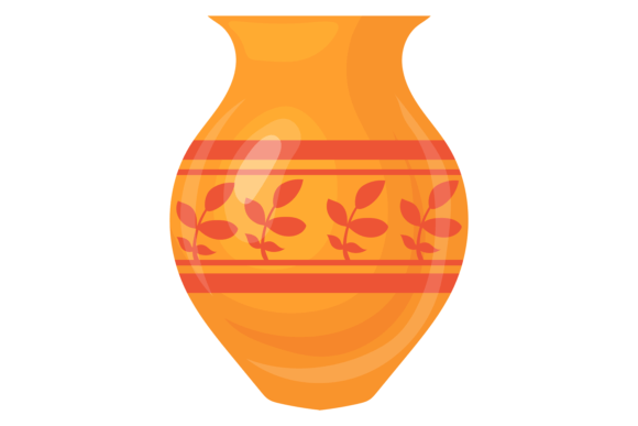 Old Ceramic Vase: Floral Wooden Cartoon Graphics & Illustrations