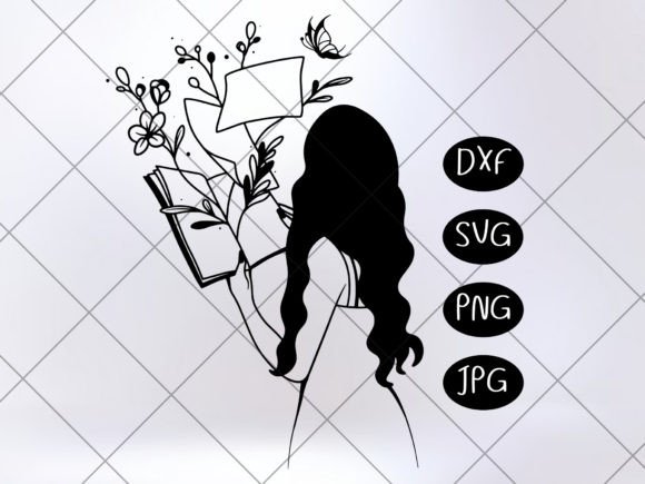 Person Reading Floral Book Svg: Premium Graphics & Illustrations