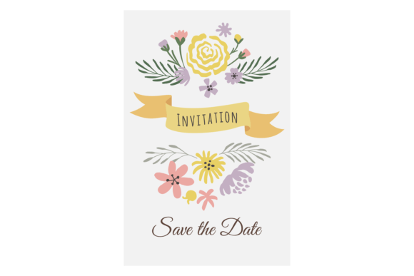 Save the Date Card Template. Floral Invi Graphics & Illustrations