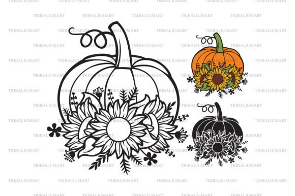 Sunflower Pumpkin Autumn Floral Design Graphics and Illustrations Review