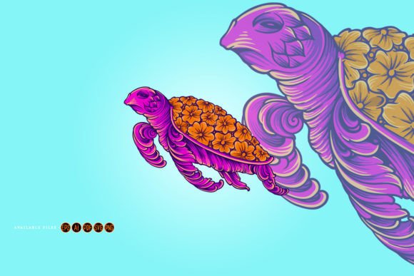 Turtle Vintage Floral Ornament Svg for Graphics and Illustrations