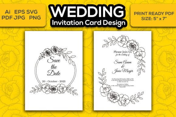 Wedding Card Design Floral Svg Png for Graphics