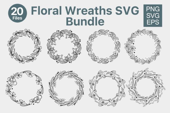 Wreath Bundle, Floral Svg Wreath Bundle for Graphics and Illustrations